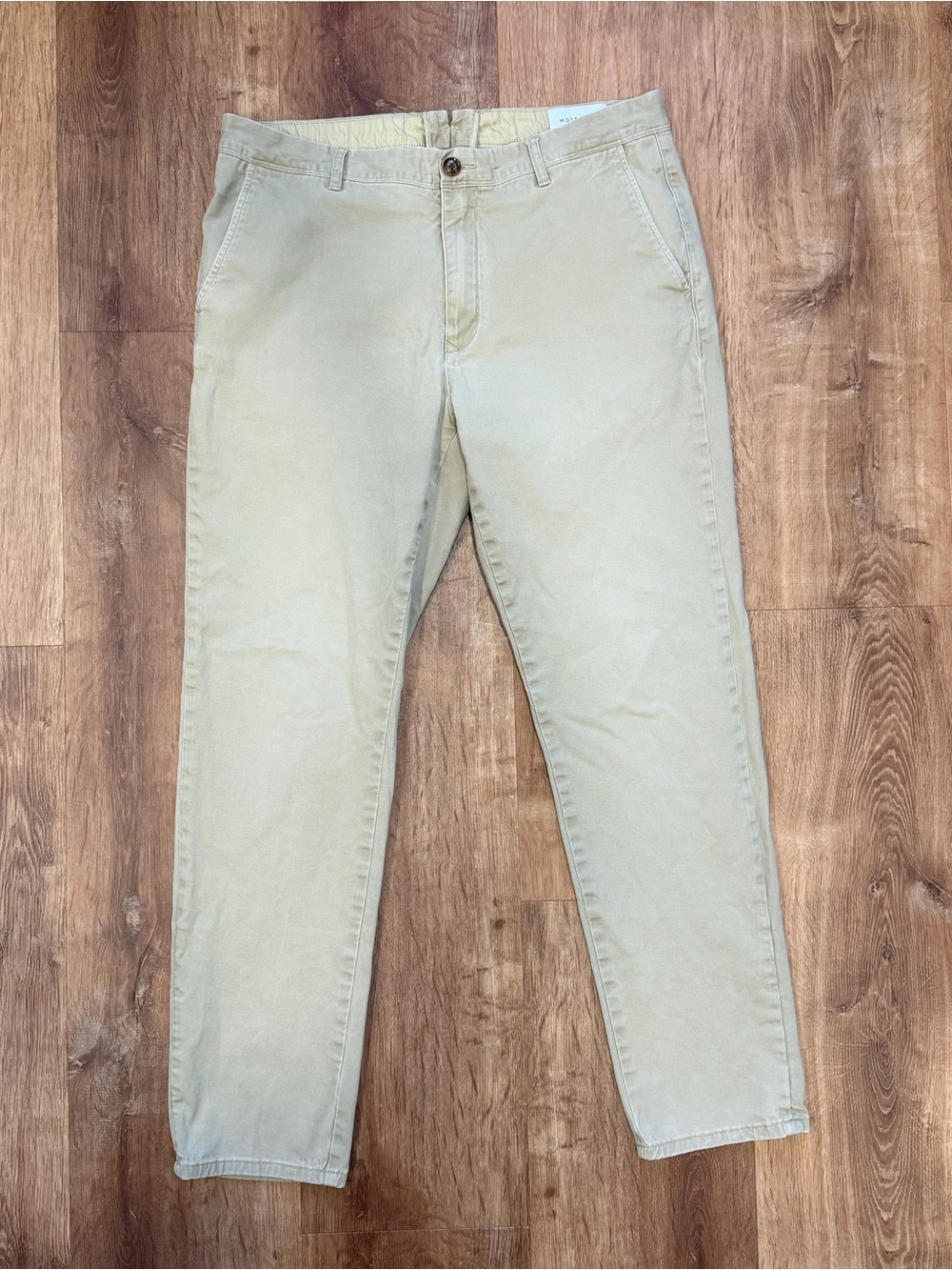 Mott & Bow Charles Twill Chino Pant Mens 35x32 Beige Khaki Slim Straight Leg